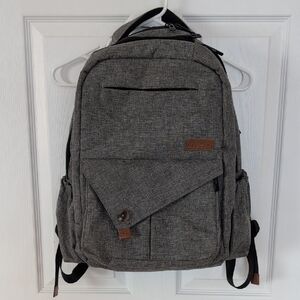 Stylish Gray Diaper Bag with Brown Accents